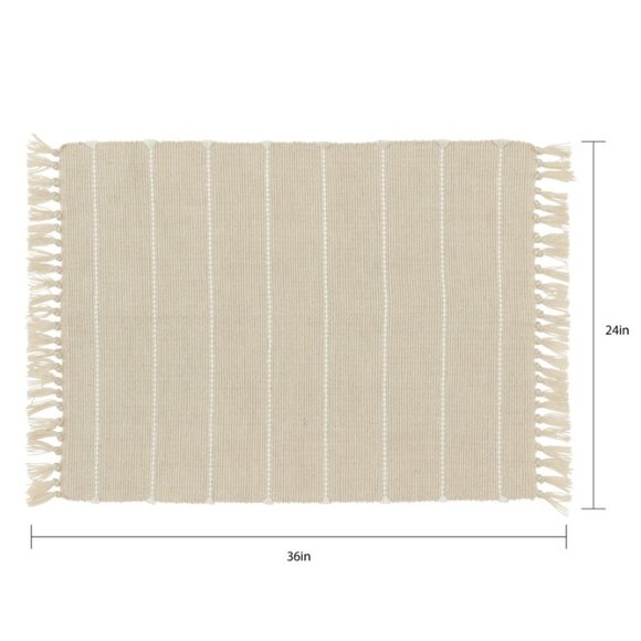 NEW Indoor Outdoor Rug Beige Cream Stripe 24" x 36" by Becky G. & Alejandra Indo - Picture 14 of 14